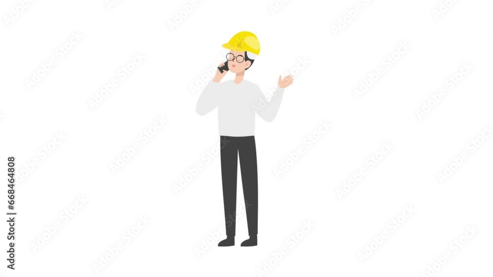 Engineer talking on phone character design