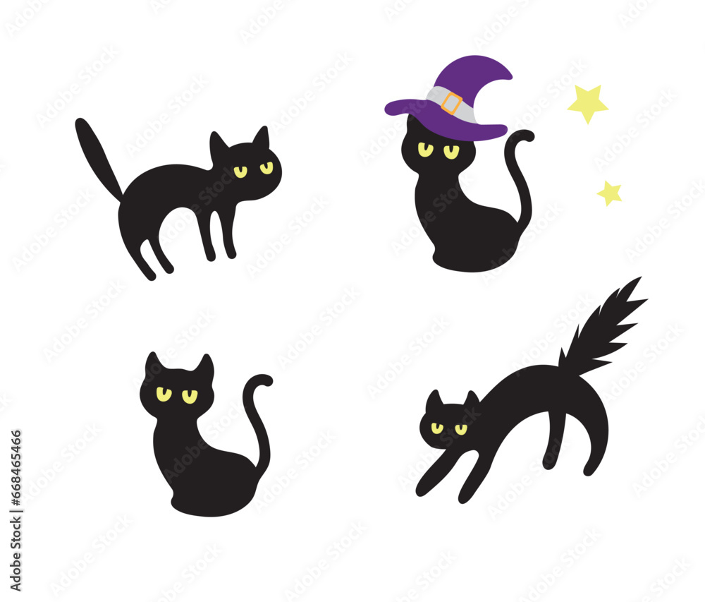 黒猫のかわいいイラストセット 黒猫のかわいいイラストセット