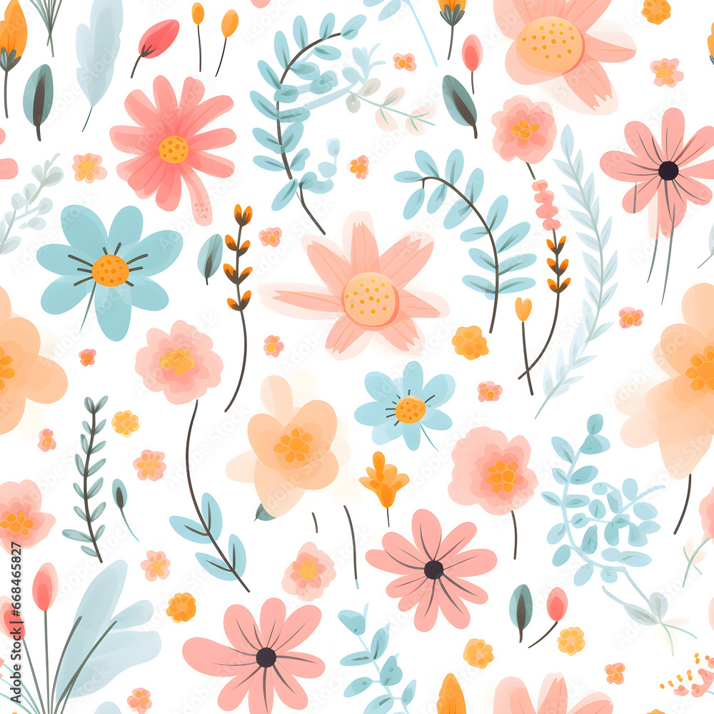 Hand drawing florals , Flower background Seamless Pattern illustration graphic Design Hand drawing florals , Flower background Seamless Pattern illustration graphic Design