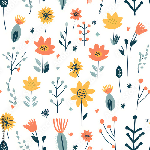 Wallpaper Mural Hand drawing florals , Flower background Seamless Pattern illustration graphic Design Torontodigital.ca