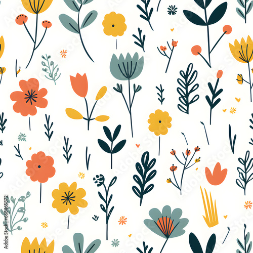 Wallpaper Mural Hand drawing florals , Flower background Seamless Pattern illustration graphic Design Torontodigital.ca