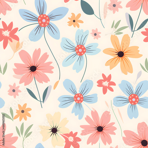 Hand drawing florals   Flower background Seamless Pattern illustration graphic Design
