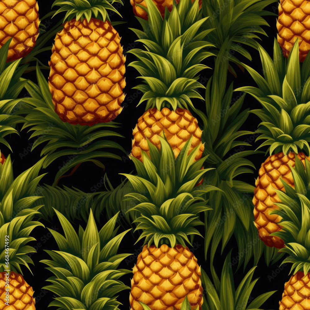 Seamless Pattern of Pineapple Seamless Pattern of Pineapple