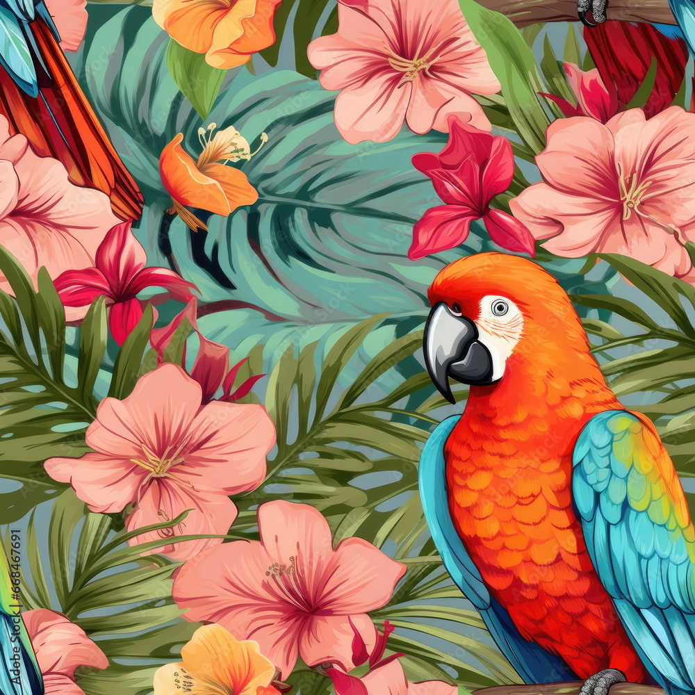 Obraz premium Seamless Pattern Parrot