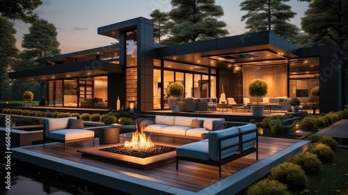 Home showcase exterior luxury patio. © visoot