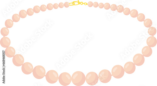 Vector illustration of shiny natural white sea pearl necklace isolated on transparent background. photo