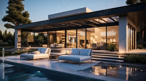 Home showcase exterior luxury patio. © visoot