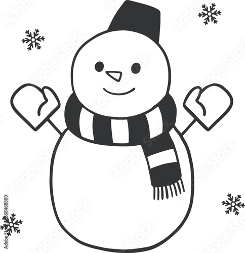 手描きのラフな雪だるまのイラスト素材