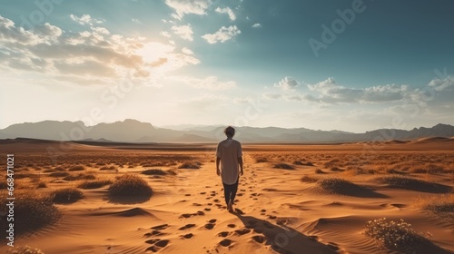 A person standing in the desert.