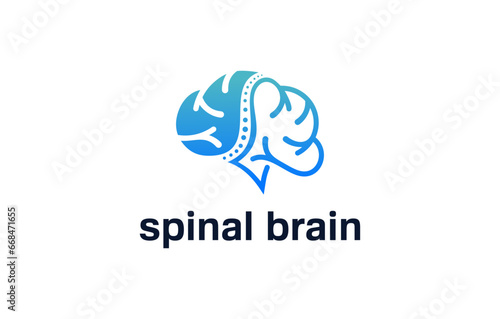 brain spine negative space logo design