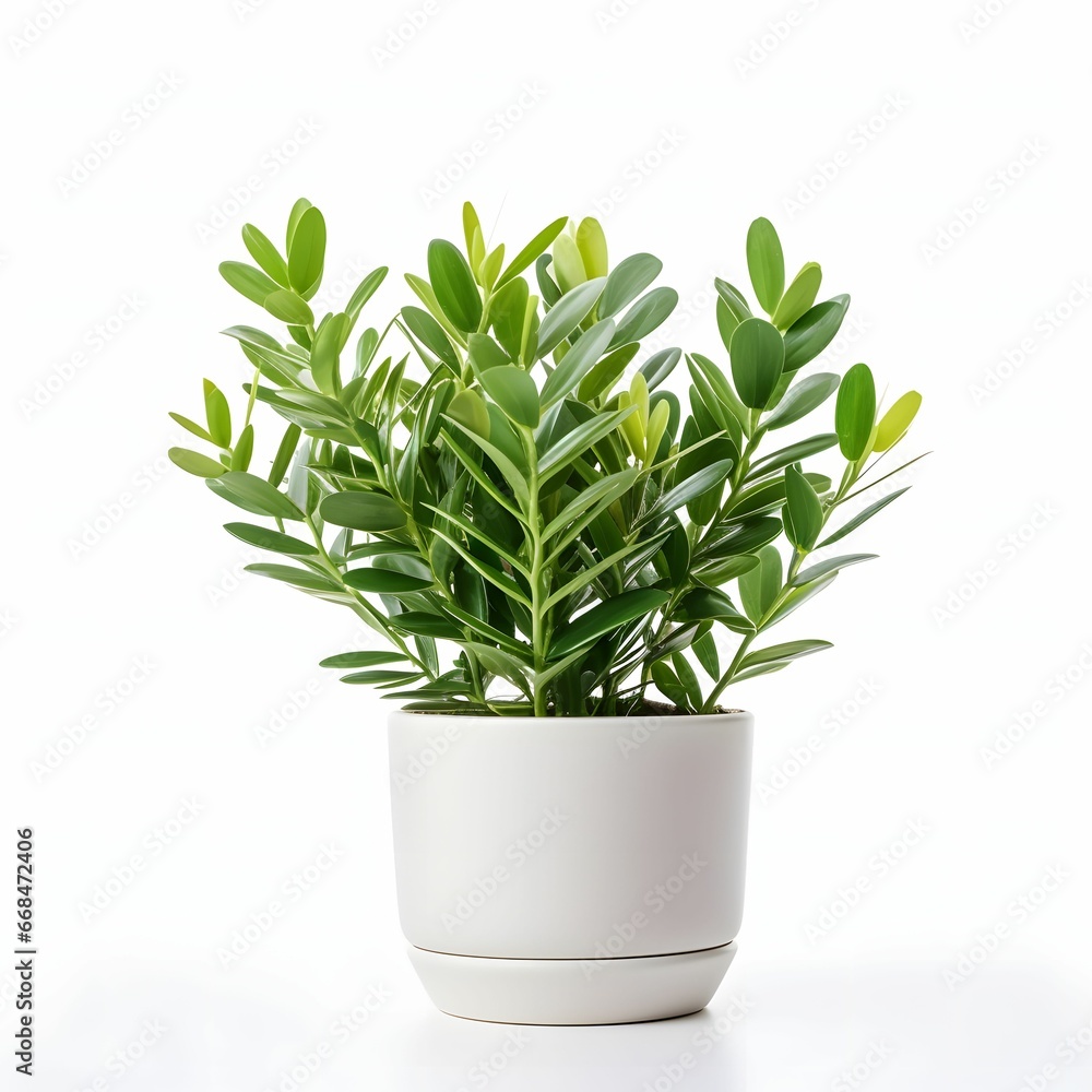 zz plant in pot with white Background Ai Generative 
