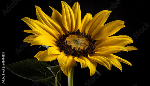 Vibrant yellow sunflower, nature beauty, close up of single flower generated by AI