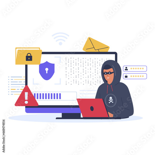 Hacker attack illustration concept. vector flat illustration