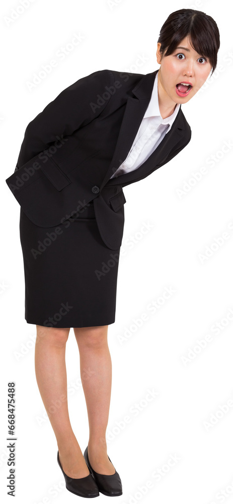 Digital png photo of surprised asian businesswoman on transparent background Digital png photo of surprised asian businesswoman on transparent background