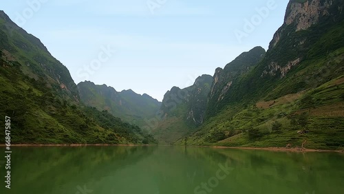 Scenic boat cruise on Nho Que River. Ha Giang, Vietnam.	