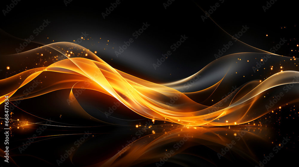 Fototapeta premium Abstract background golden curve wave on black background