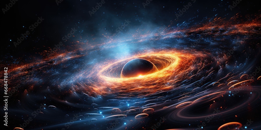Illustration of a quantum black hole This shows the mysterious nature of quantum gravity by generative ai.