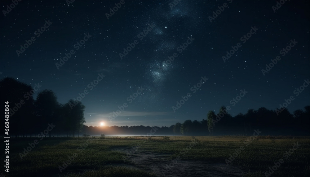 Night sky illuminated by the milky way, a breathtaking galaxy generated by AI