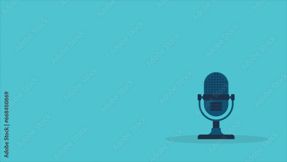 Podcast sound animation design using Microphone icon and radio waves Podcast sound animation design using Microphone icon and radio waves