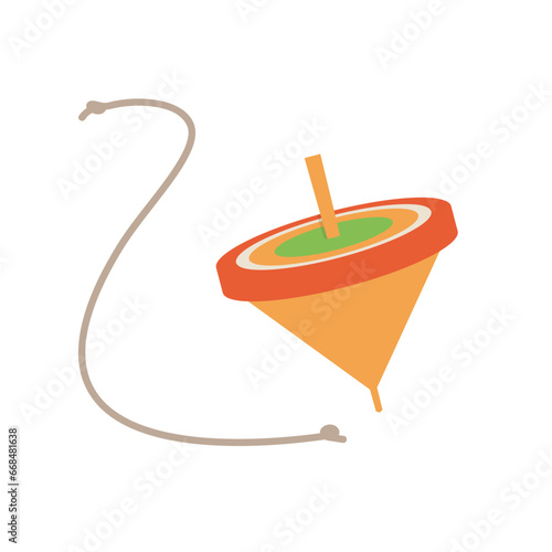 日本の昔遊び　独楽回しのイラスト素材
