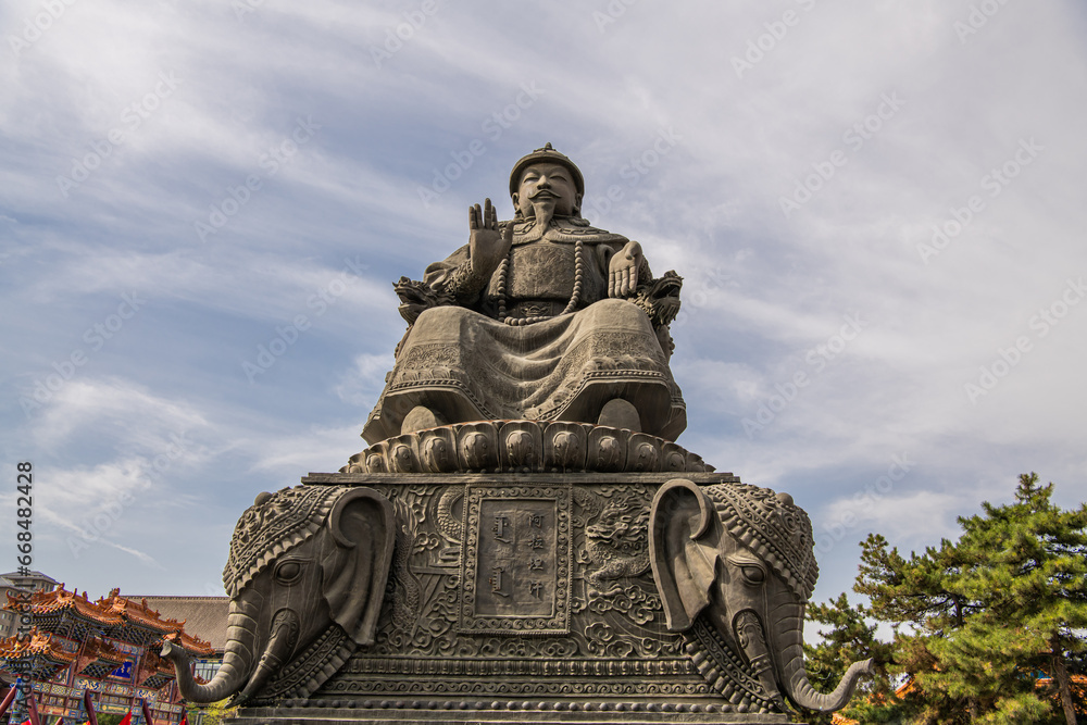 Statue of Khan Alatan in Dazhao Temple. Landmark and tourist attraction, Hohhot