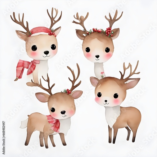 christmas reindeer with red ribbon