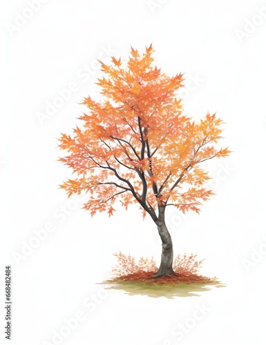 autumn tree isolated on white © nuiiko