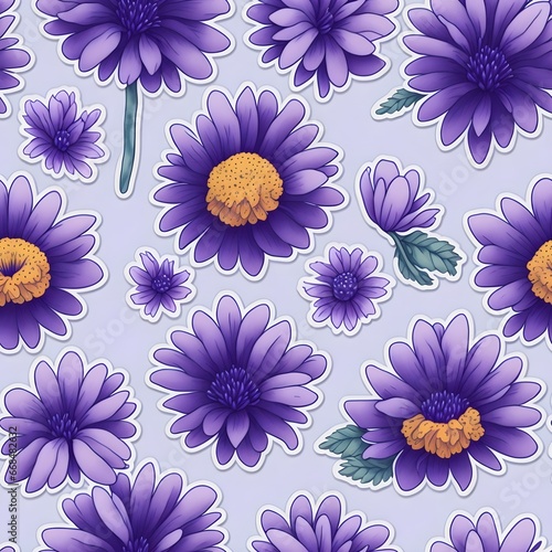 Purple flower seamless pattern