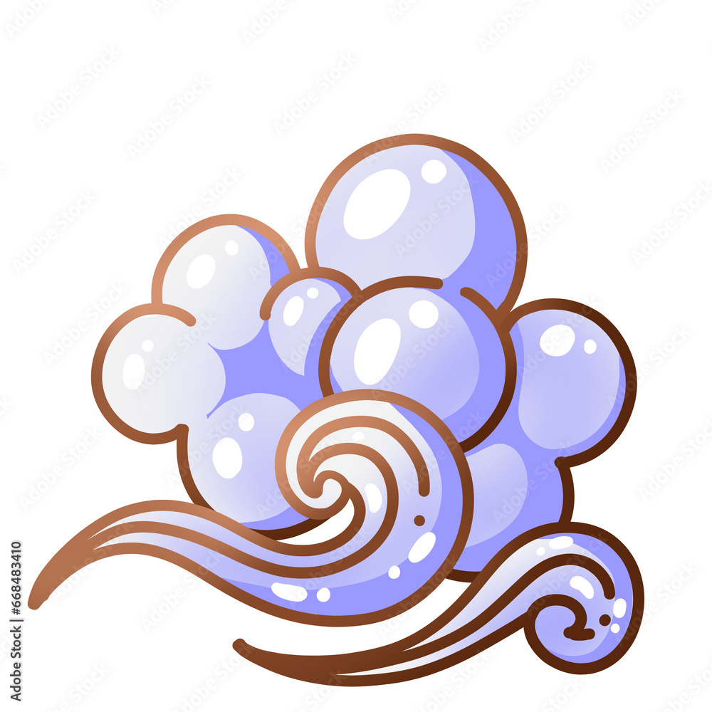 windy cloud cartoon illustration isolated transparent background Stock