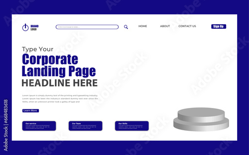 Trendy abstract  landing page design. Minimal background for website landing page design.