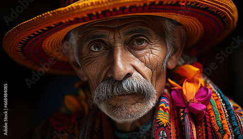 Senior Indian man in traditional clothing with a mustache and beard generated by AI