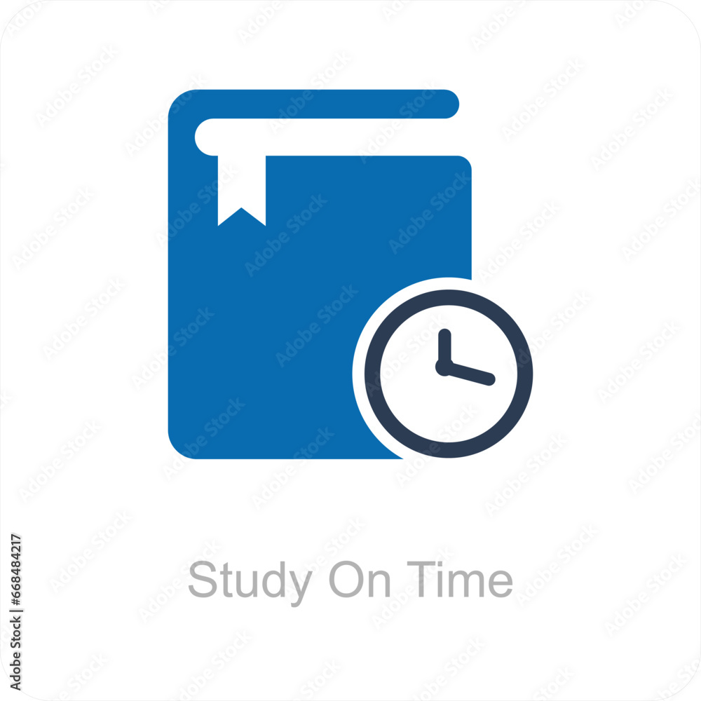 Study On Time and Book Icon Concept Study On Time and Book Icon Concept