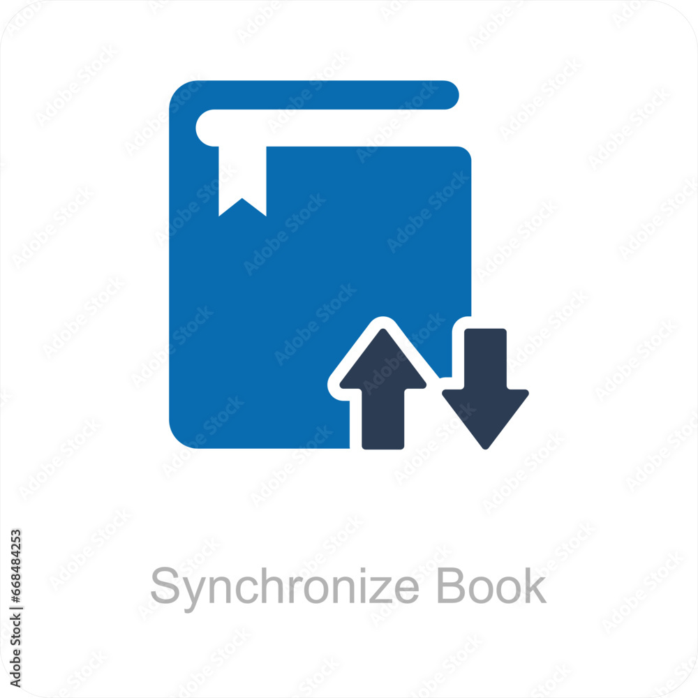 Synchronize Book and File Icon Concept Synchronize Book and File Icon Concept