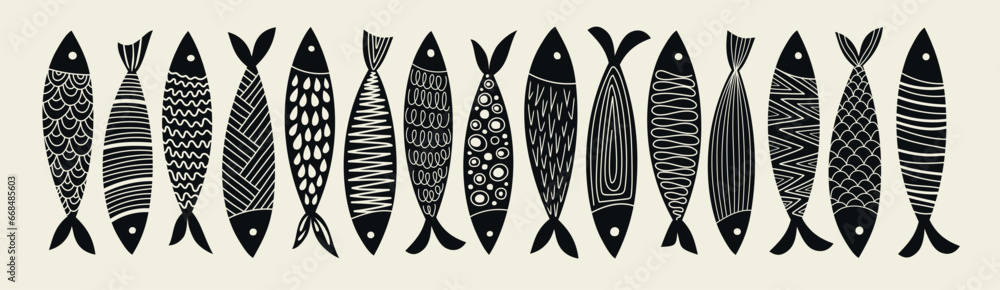 fish icon set, vector illustration. - obrazy, fototapety, plakaty 