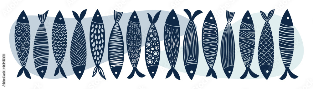 Abstract fish with modern design. Vector illustration. - obrazy, fototapety, plakaty 