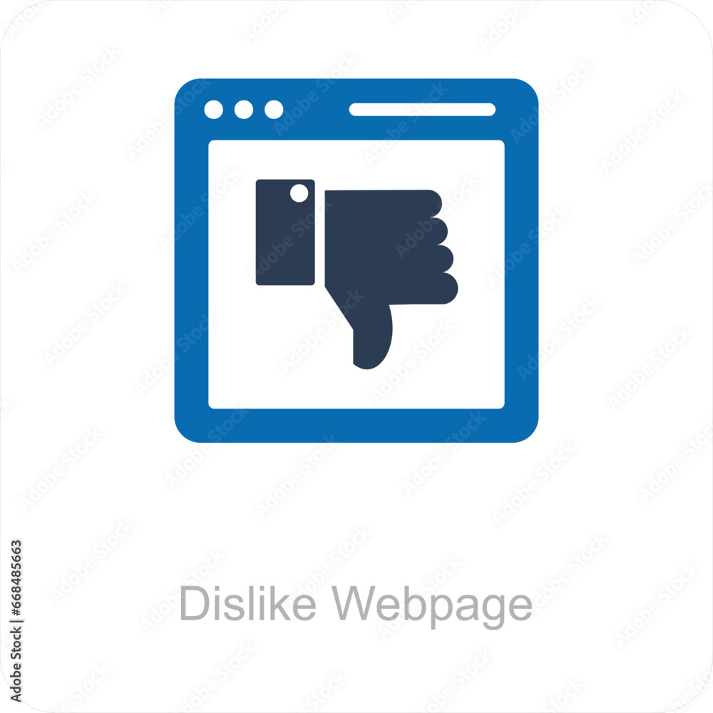Dislike Webpage and icon concept Dislike Webpage and icon concept