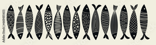 fish icon set, vector illustration.