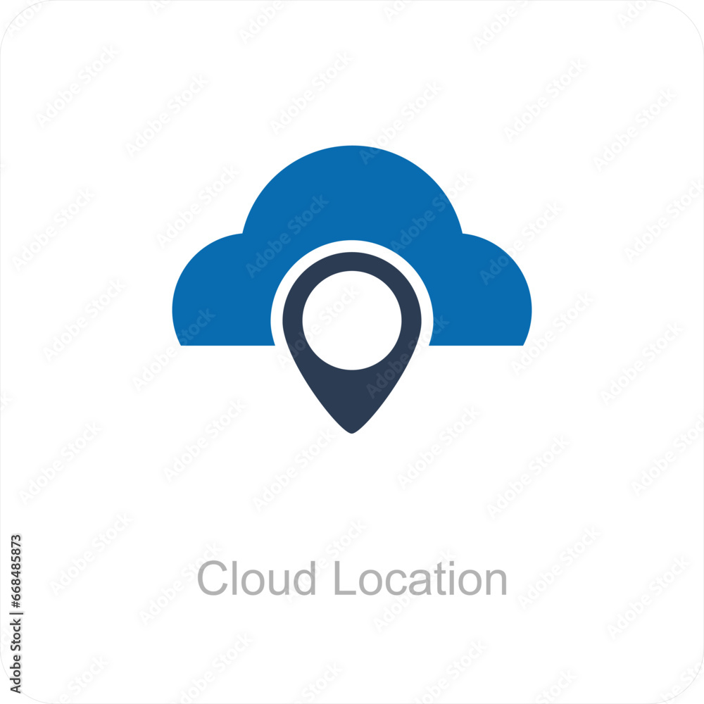 Cloud Location and pin icon concept Cloud Location and pin icon concept