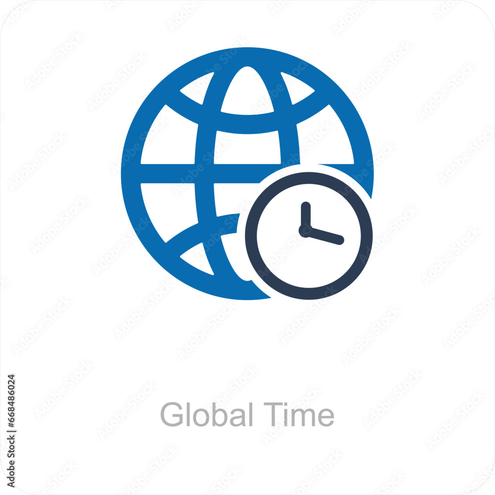 Global Time and icon concept Global Time and icon concept