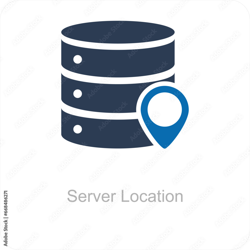 Server Location and icon concept Server Location and icon concept