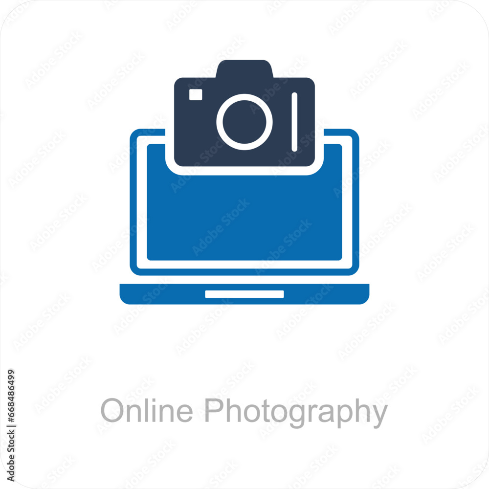 Online Photography and icon concept Online Photography and icon concept