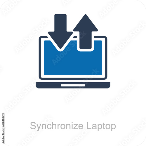 Synchronize Laptop and icon concept