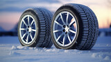 winter car tires showcased against a snowy road