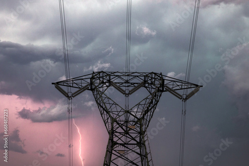 branched lightning on power line © Grey Zone