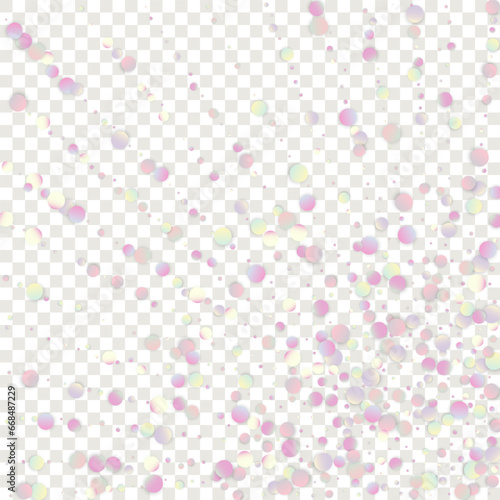 Carnival Confetti. Carnaval Party Background. Gradient Banner on Transparent Backdrop. Isolated Masquerade Border with Falling Round Dots. Sylvester Design. Rainbow Birthday Poster.