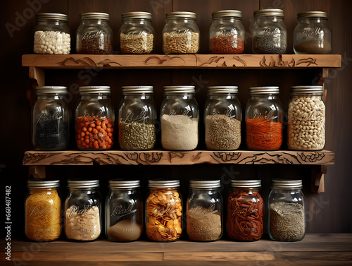 Rustic Pantry Cabinet with Grain Jars