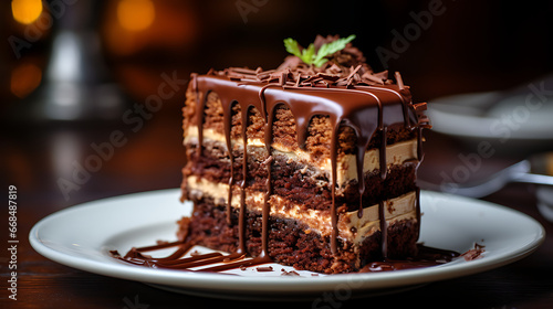 Chocolate Cake Slice: Focus on the Layers