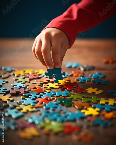 Child's Hand Completing Puzzle