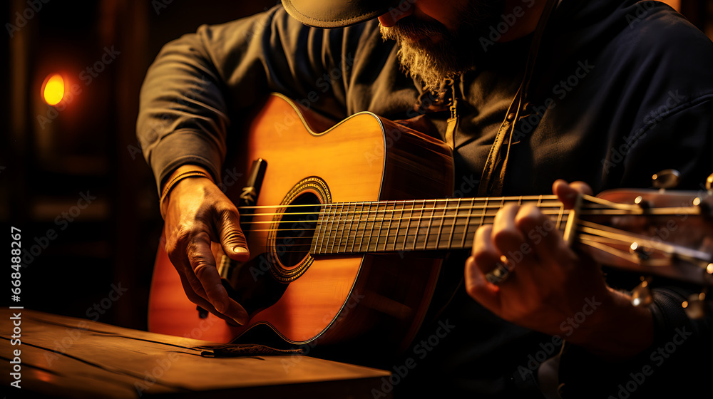 Fototapeta premium Fingers Plucking Guitar String