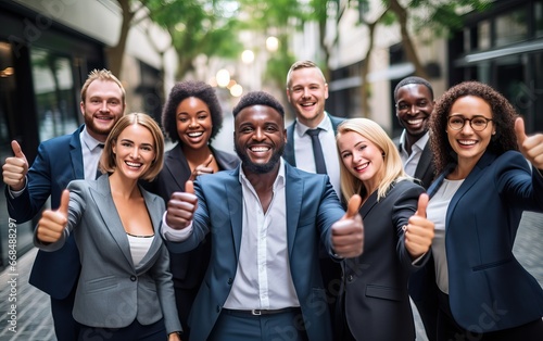 successful business team holding up a thumbs up